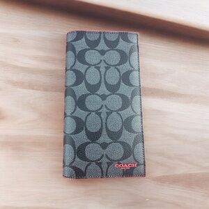 NEW COACH SLIM PASSAPORT/DOCUMENT HOLDER IN SPORT RED SIGNATURE CANVAS